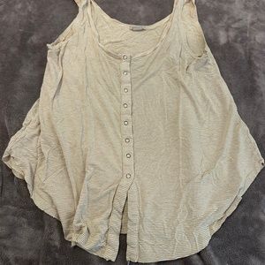 Snap front yellow striped tank top